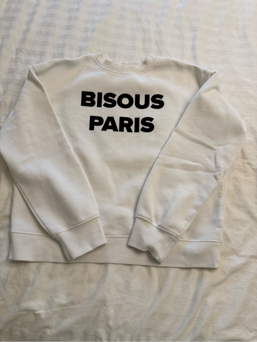 H&M Off-the-Shoulder Style Sweatshirt in White with Black Print